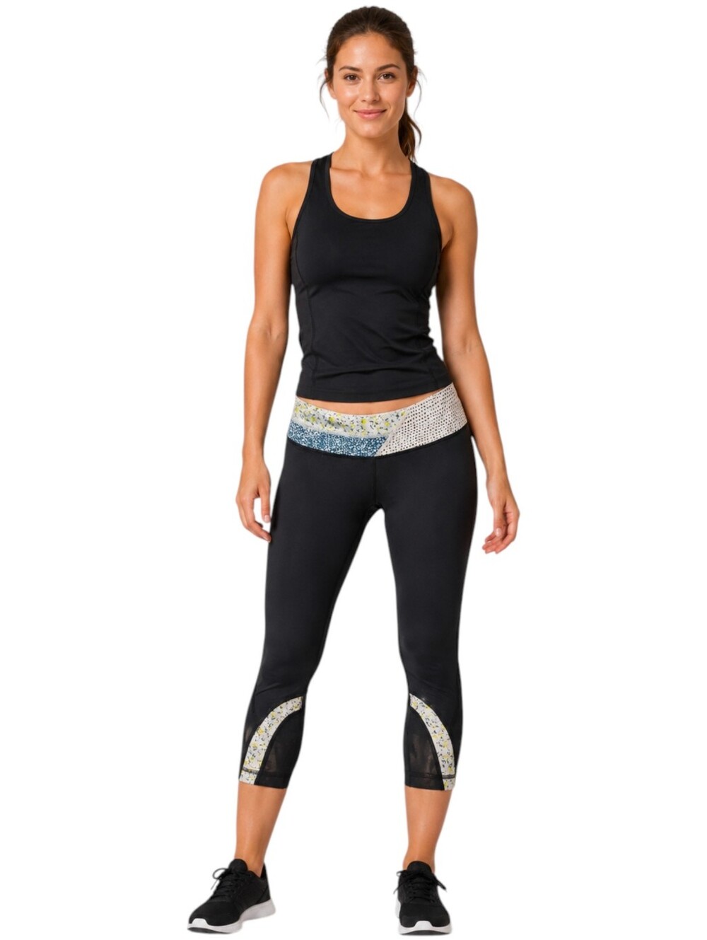 Lululemon Run Inspire Crop II Floral Mesh Leggings Black Size 4